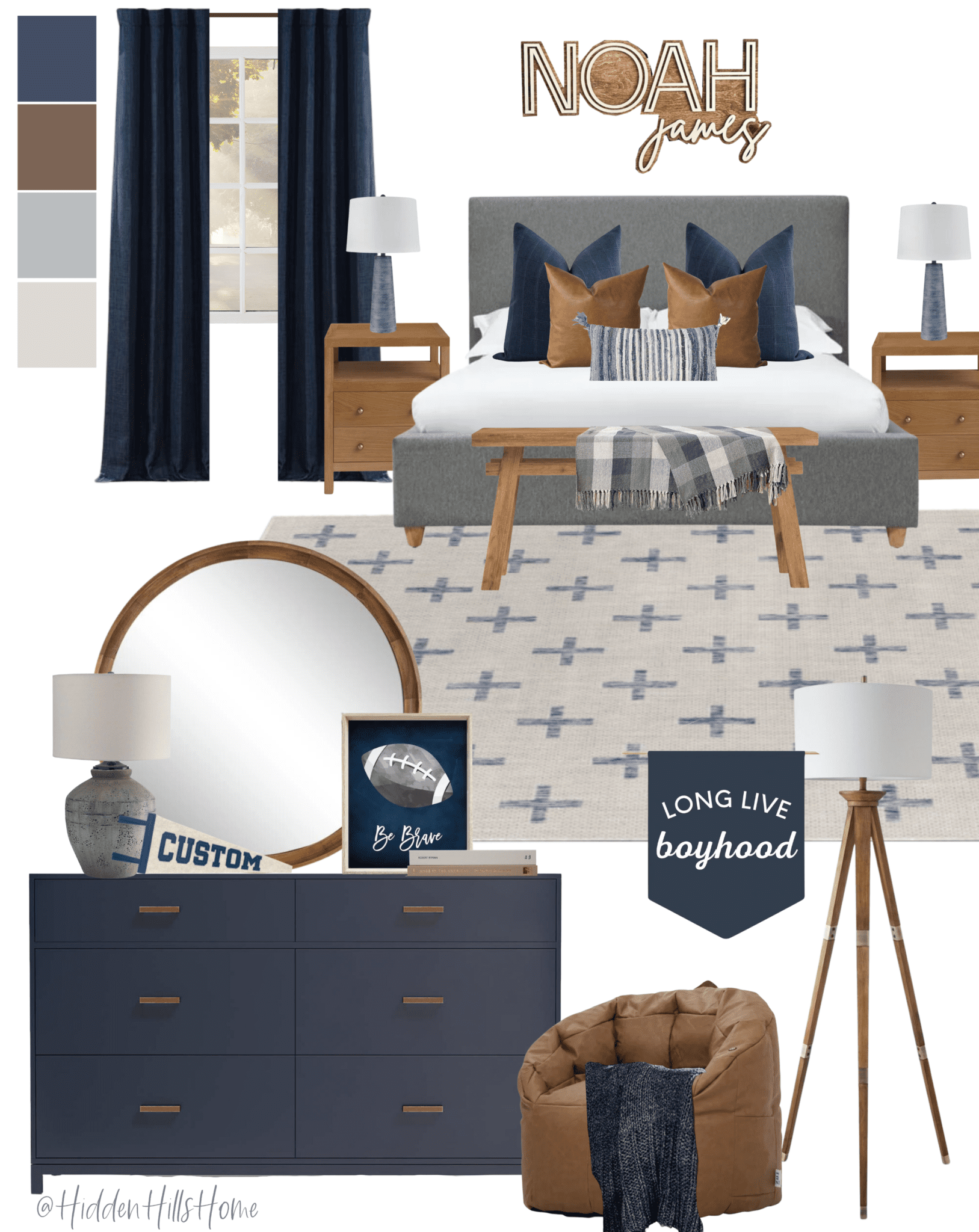 Boy's Bedroom Mood Boards - Hidden Hills Home