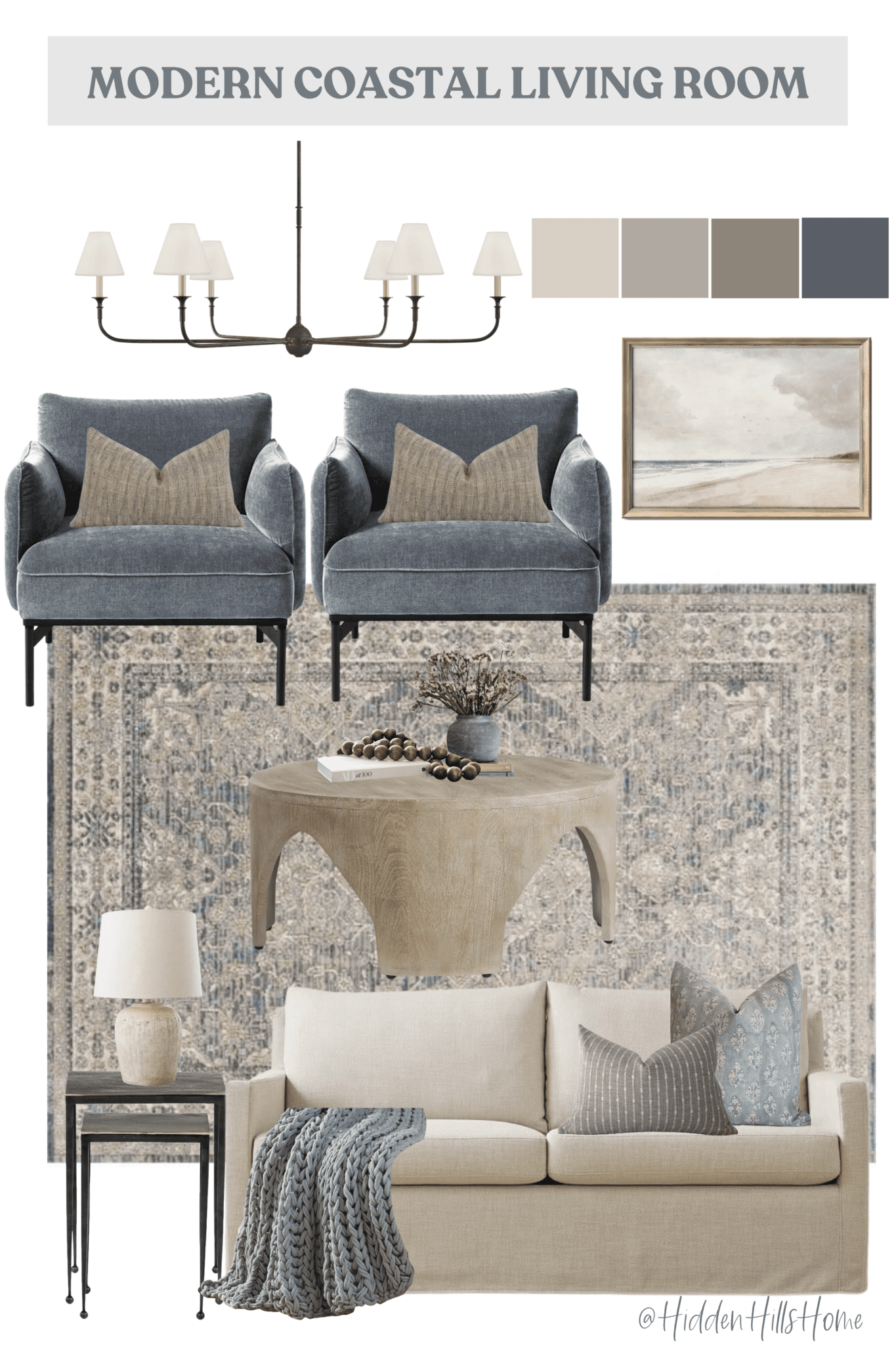 How to Decorate a Coastal Living Room for a Beach House - Hidden Hills Home